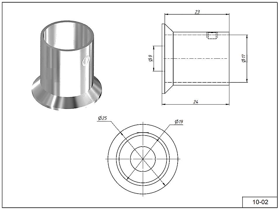 Фланец 10-02 под трубу O 16 мм. AISI 304